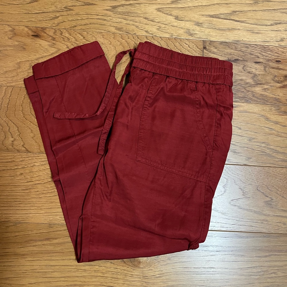 LOFT Rich Red Elastic Waist Pants